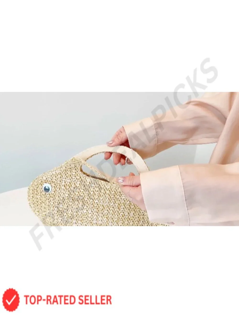 Handwoven Straw Fish Shaped Clutch Purse Slim Beach Bag Women
